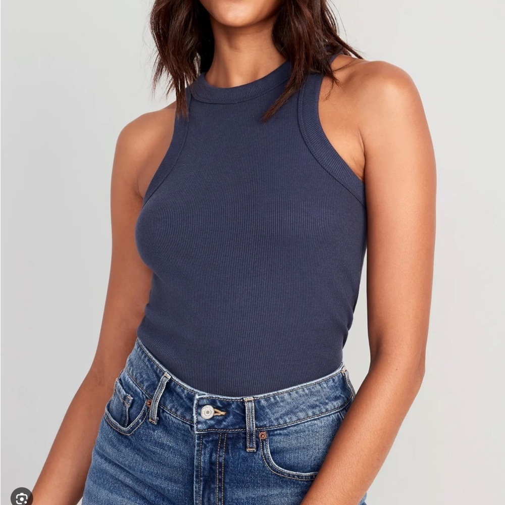 Old Navy Rib-Knit High Neck Tank Top in Volcanic Glass